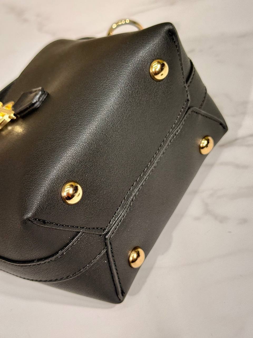 Mini Leather Bucket Bag – Black